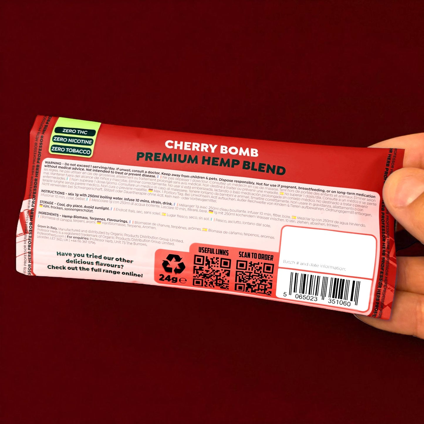 Professor Herb Premium Hemp Blend (24g) - Cherry Bomb