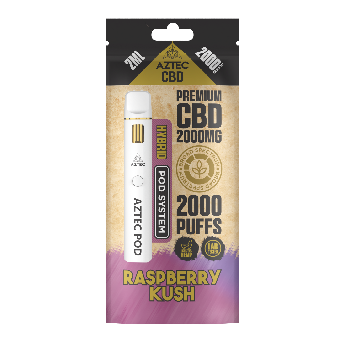 Aztec CBD Premium CBD Pod System 2000mg 2ml - Raspberry Kush