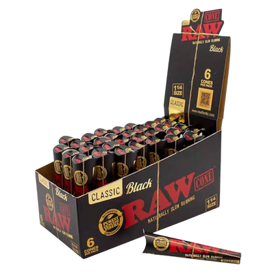 Raw Black 1-1/4 Cones 6 Pack (CDU 32)