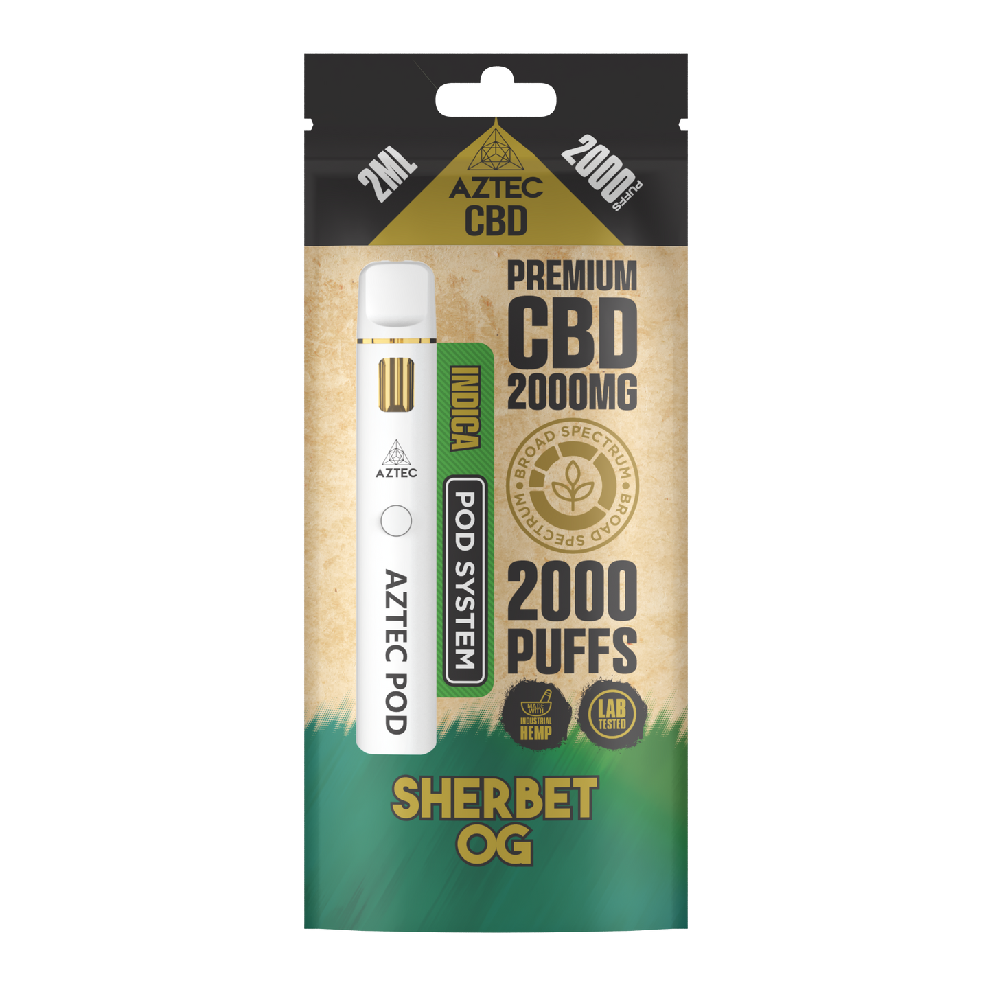 Aztec CBD Premium CBD Pod System 2000mg 2ml - Sherbet OG