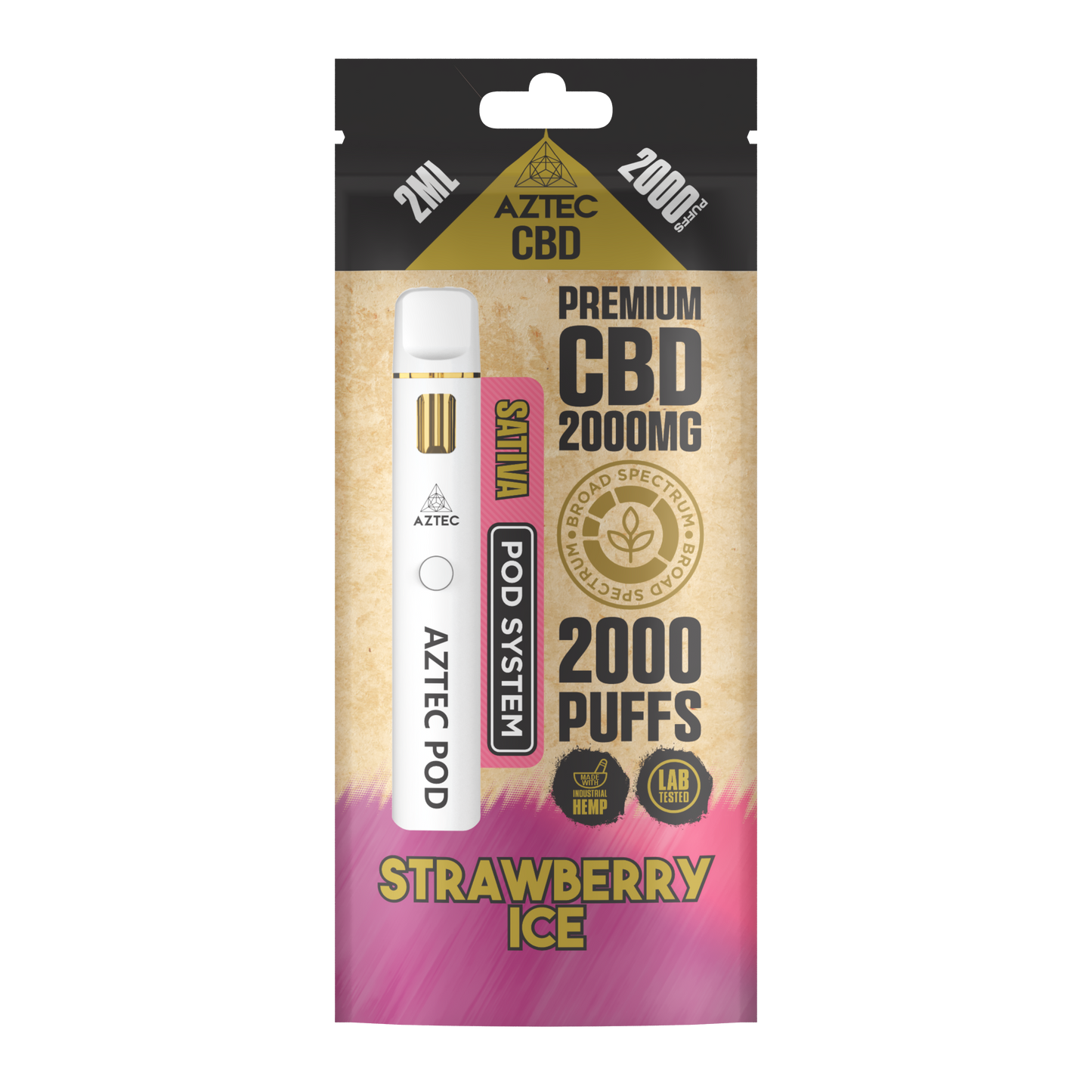 Aztec CBD Premium CBD Pod System 2000mg 2ml - Strawberry Ice