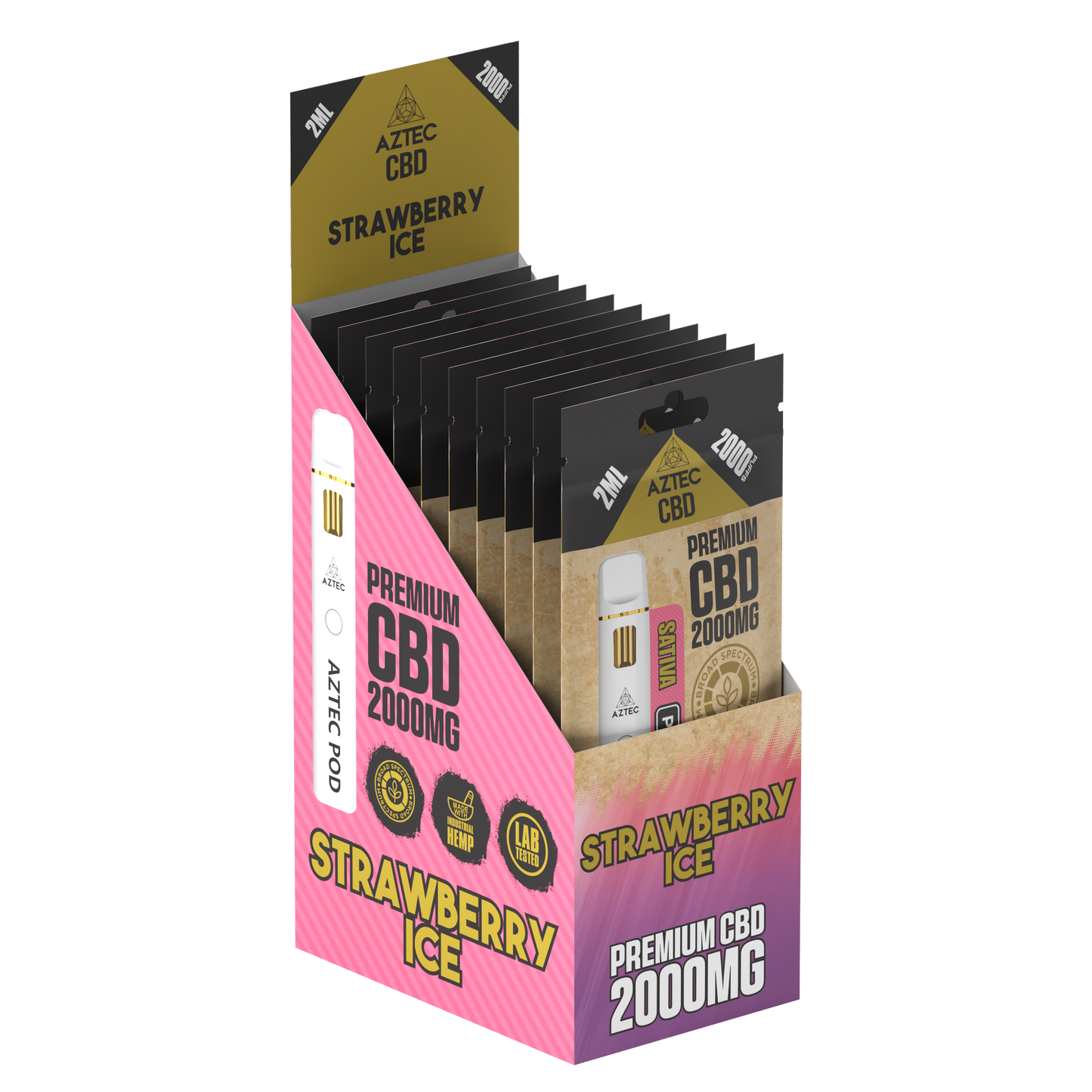Aztec CBD Premium CBD Pod System 2000mg 2ml - Strawberry Ice