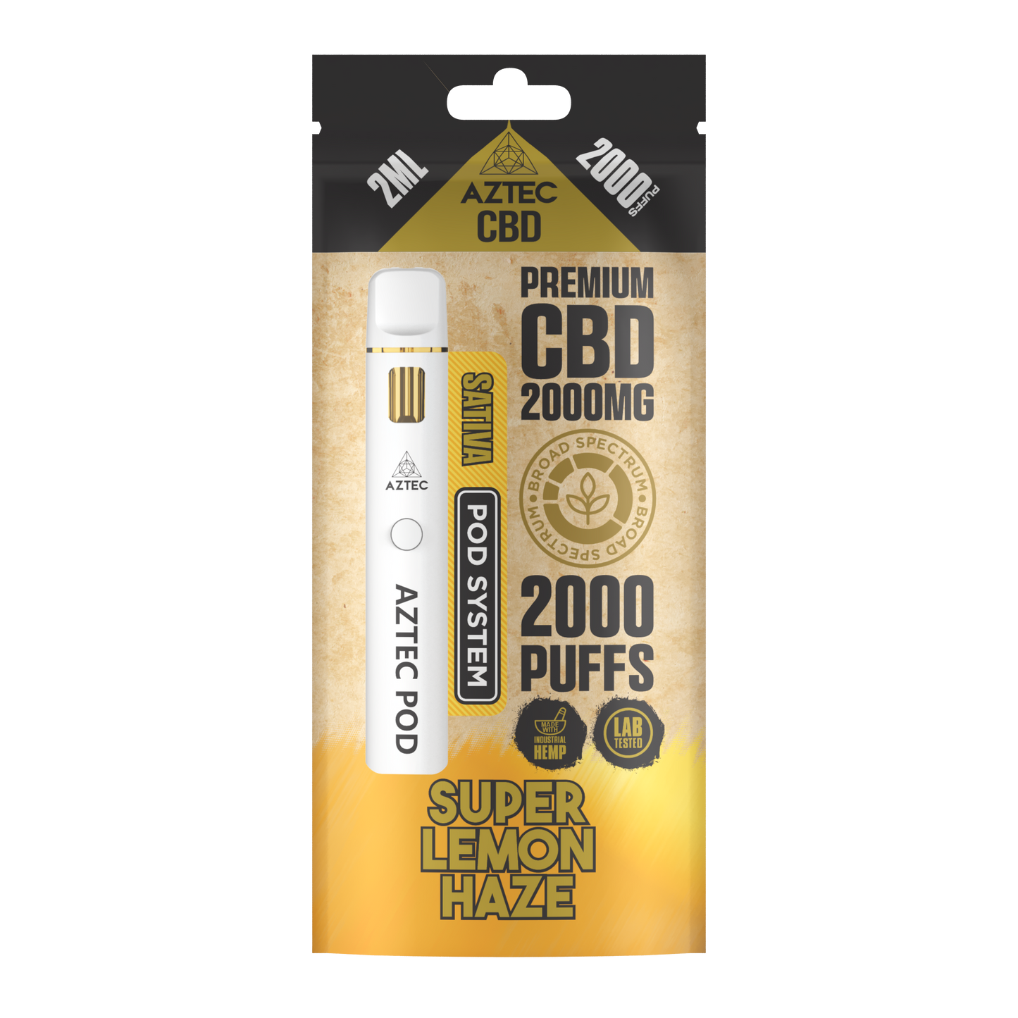 Aztec CBD Premium CBD Pod System 2000mg 2ml - Super Lemon Haze