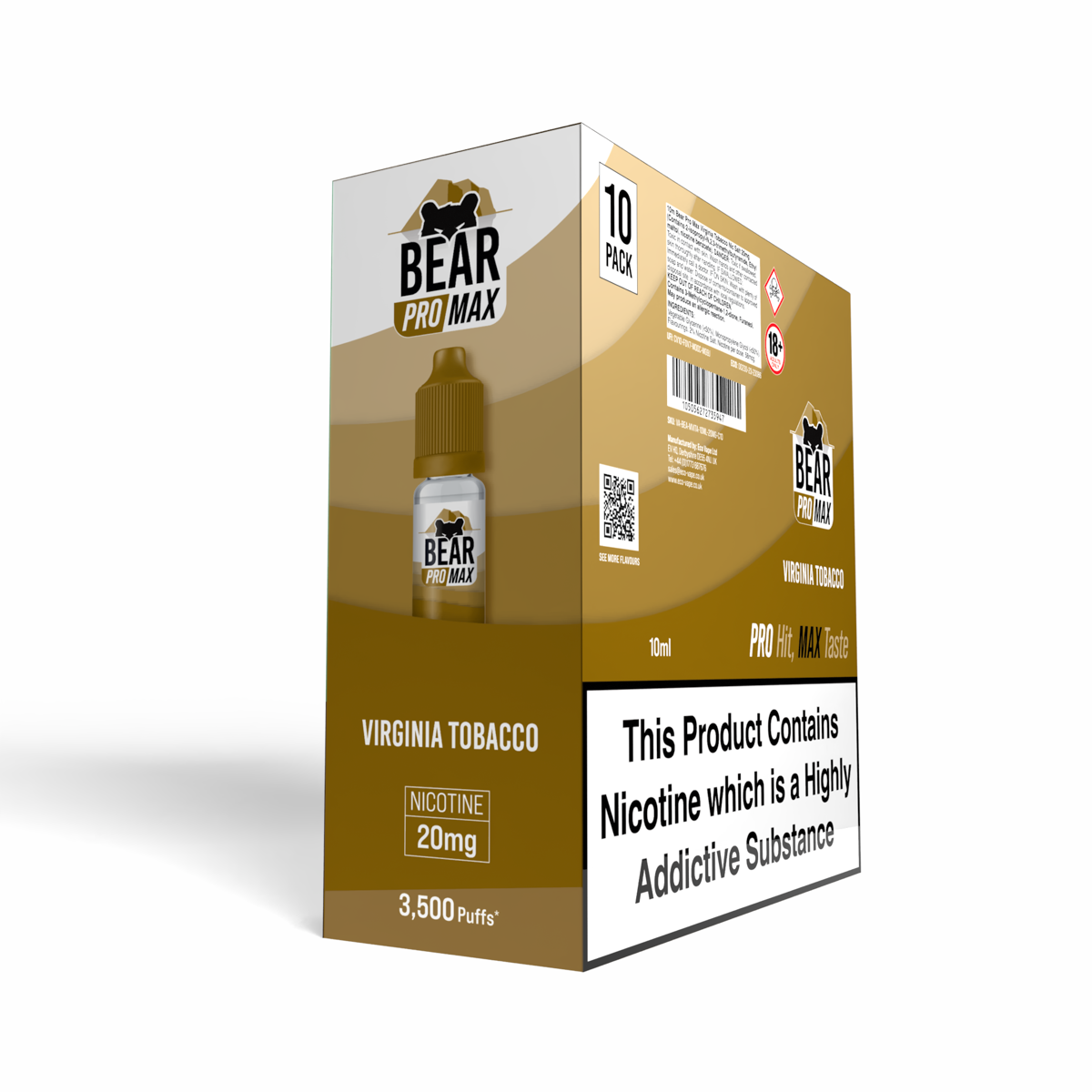 BEAR Pro MAX Salts: Virginia Tobacco - 10mg (10 Pack)