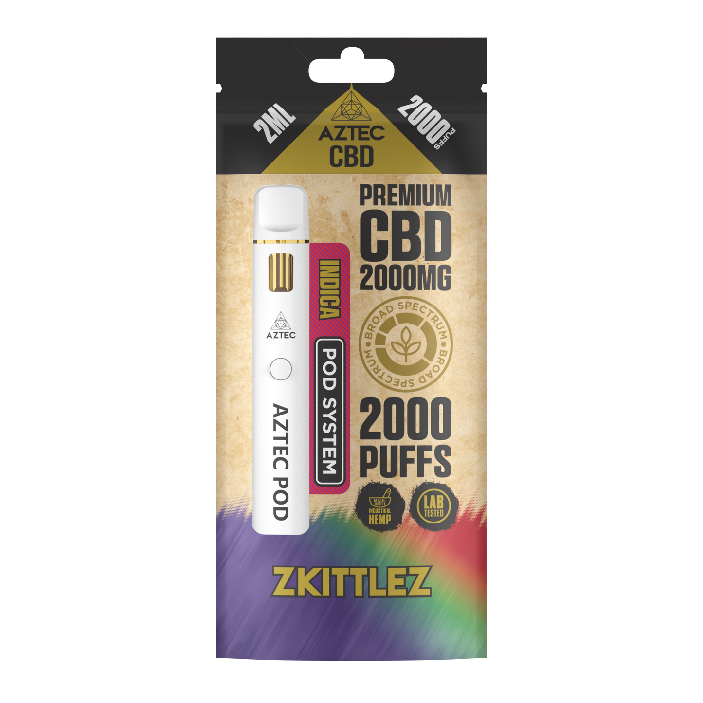 Aztec CBD Premium CBD Pod System 2000mg 2ml - Zkittlez