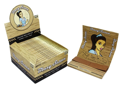 Blazy Susan Brown Deluxe Kit (King Size Rolling Papers with Tips & Tray)