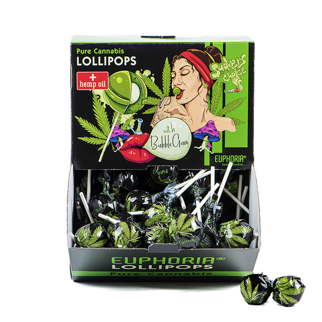 Euphoria Cannabis Lollipops with Bubblegum - Pure Cannabis (100pcs)-Euphoria-Blazed Wholesale