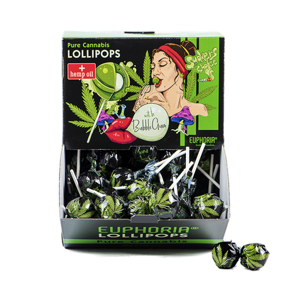 Euphoria Cannabis Lollipops with Bubblegum - Pure Cannabis (100pcs)