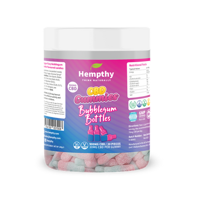 Hempthy CBD Gummy Bubblegum Bottles 900mg