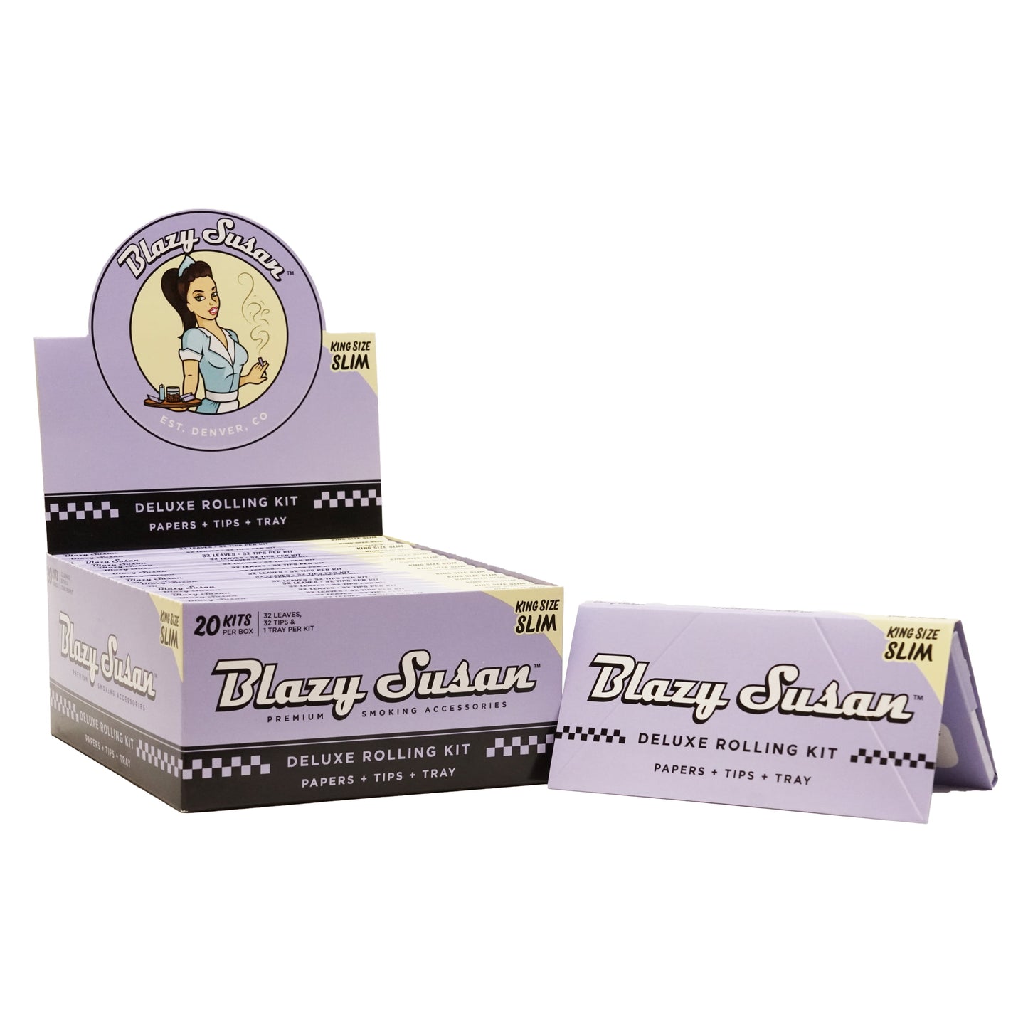 Blazy Susan Purple Deluxe Kit (King Size Rolling Papers with Tips & Tray)
