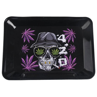 Wise Skies '420 Skull' Small Rolling Tray