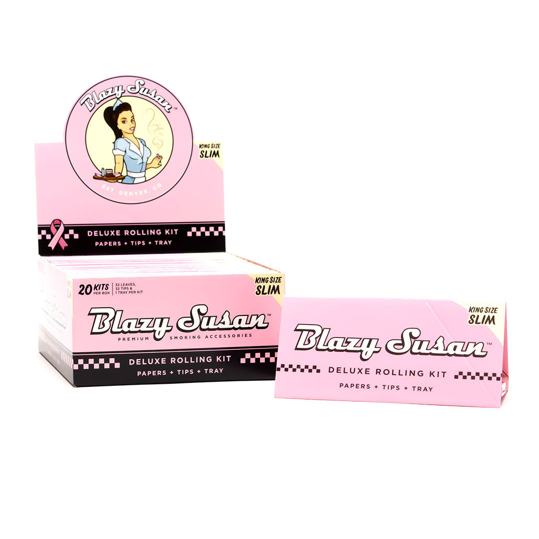 Blazy Susan Pink Deluxe Kit (King Size Rolling Papers with Tips & Tray)